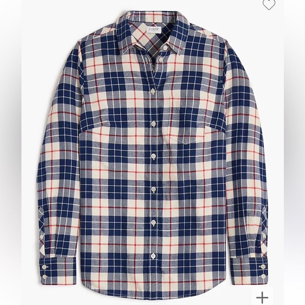 J. Crew Blue White Plaid Button Front Shirt BK533